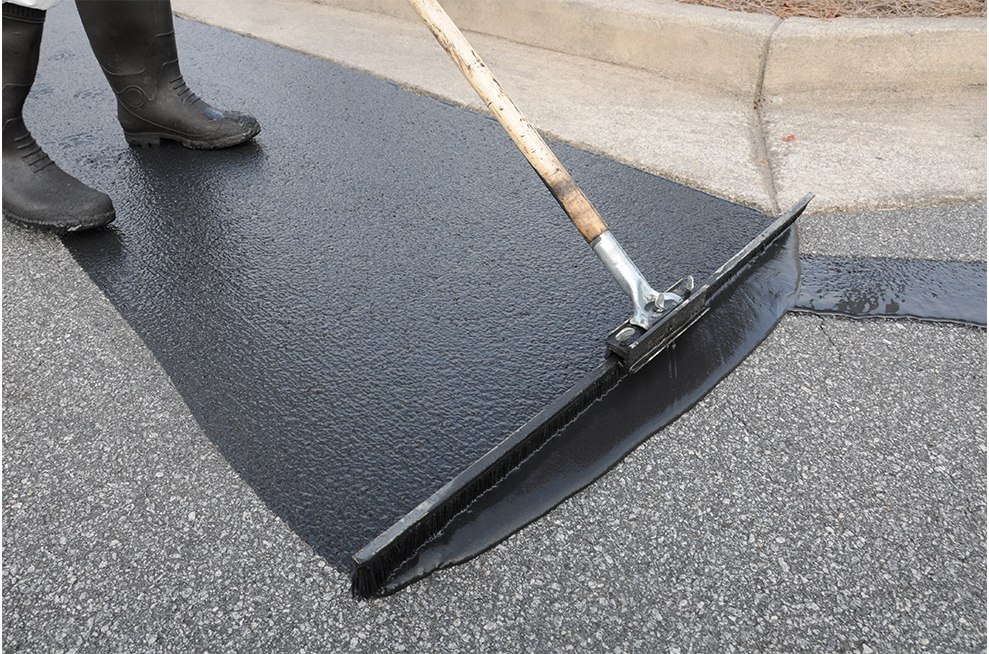 Freshly seal coated driveway